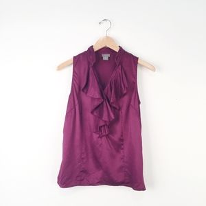 Ann Taylor Petites Purple Ruffle Blouse